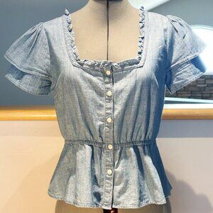 Madewell Chambray Short Sleeve Blouse